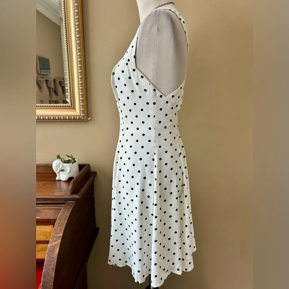 Vintage 90s The Limited Polka Dot Cross Back Dress Black White Open Back Size 6